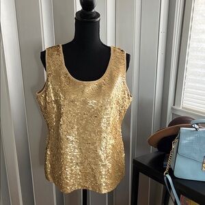 Essentials by Milano Gold Sequin Tank Top